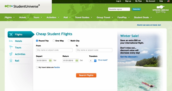 site Student Universe passagens mais baratas para estudantes site Student Universe passagens mais baratas para estudantes